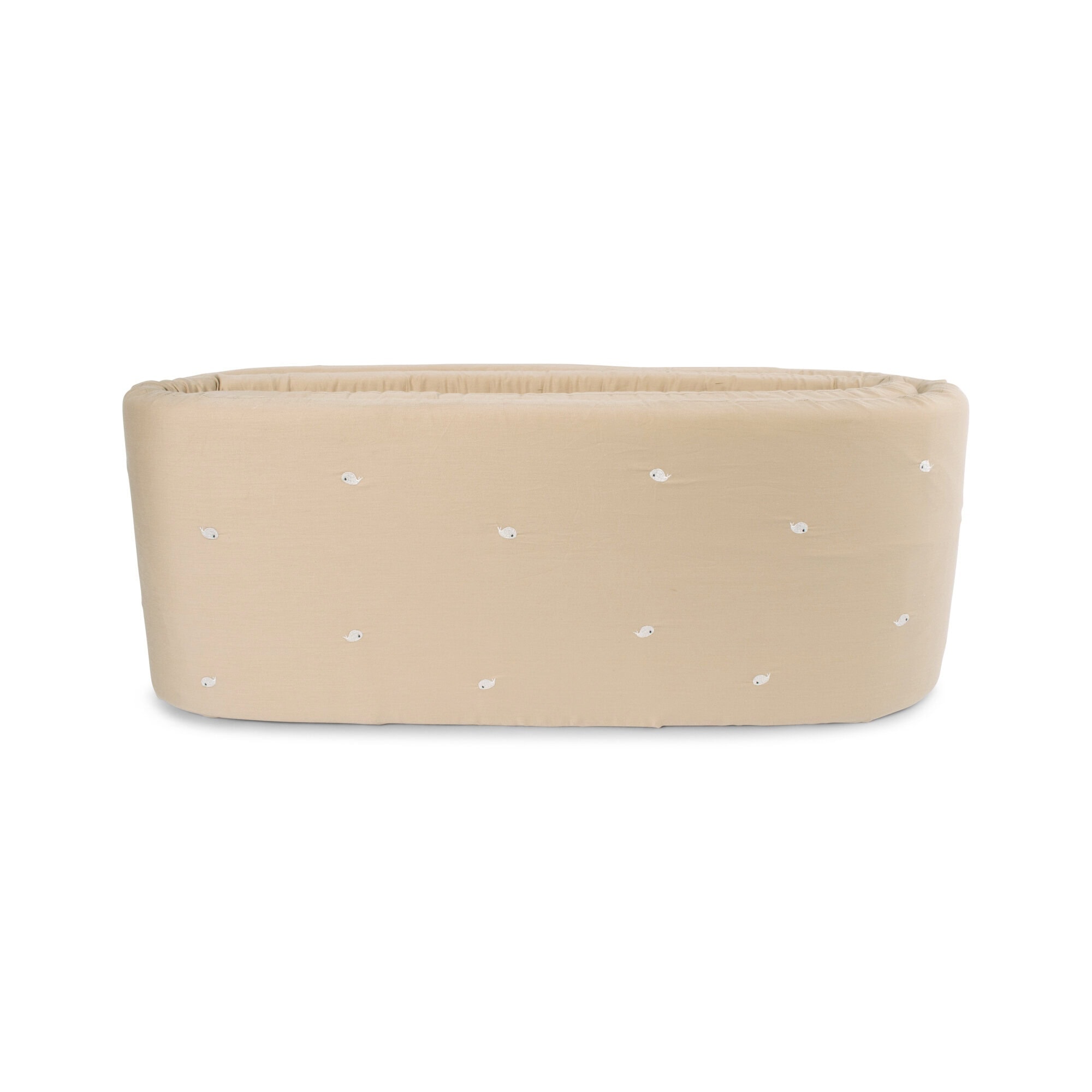 Sengerand - broderet Hvalen Christian design - Warm Grey