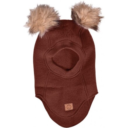Mikk Line Elefanthue i uld med pompom - Madder Brown