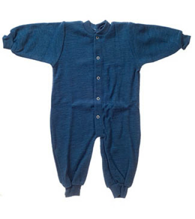 Engel Natur Økologisk Natdragt uden fødder i uldfrotté - Blå (Taupe)