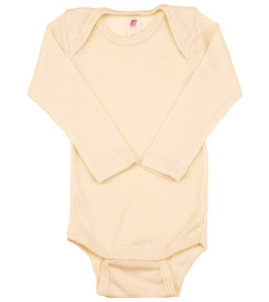 Engel Natur økologisk Langærmet body i uld/silke - natur - Flere Str.