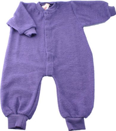 Engel Natur Økologisk Natdragt uden Fødder i uldfrotté - Blålilla (Pflaume)