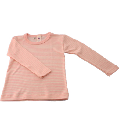 Engel Natur Økologisk Langærmet bluse i uld/silke - rosa/naturstrib - Flere Str.