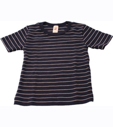 Engel Natur Økologisk Kortærmet bluse i ren uld - marine/natur - Flere str.