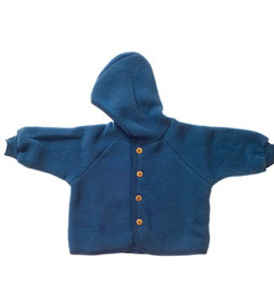 Engel Natur Økologisk uldjakke i fleece - Ocean/Taupe/Blålilla