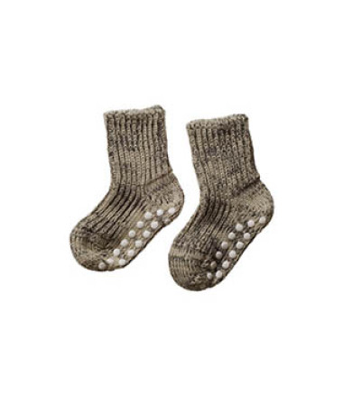 Hirsch uldsokker med dupper, tykke - Gråmeleret