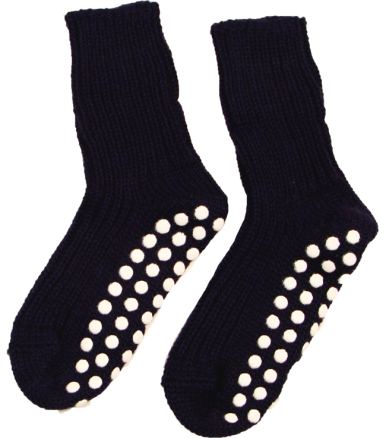 Hirsch uldsokker med dupper, tykke - Mørkeblå