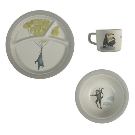 Sebra Bambus Spisesæt 3 dele - In the sky Uni