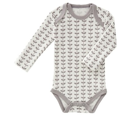 Fresk Body med lange ærmer - Leaves Grå