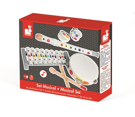Janod Musiksæt - med 5 instrumenter - multi prikker